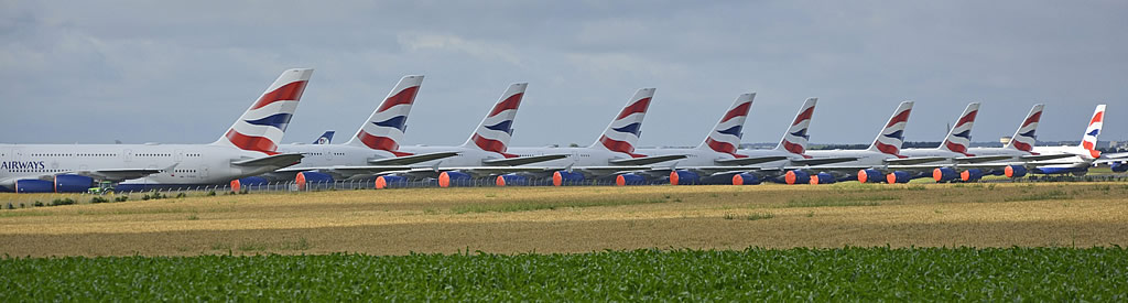 British Airways Airbus A380s in storage at the Chateauroux Airport British Airways Airbus A380s in storage at the Chateauroux Airport
